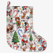 Grande Chaussette De Noël White Background Christmas Decorative Pattern (Devant)