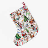 Grande Chaussette De Noël White Background Christmas Decorative Pattern (Dos (Accrochage))