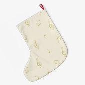 Grande Chaussette De Noël White Gold Music Notes Christmas (Dos (Accrochage))