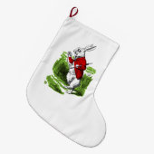 Grande Chaussette De Noël White Rabbit looking at watch. Illustration (Devant (Accrochage))