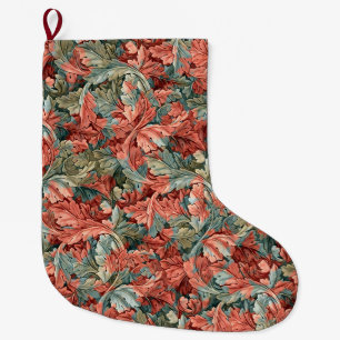 Grande Chaussette De Noël William Morris Acanthe Rouille Rouge Sauge Vert