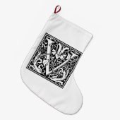 Grande Chaussette De Noël William Morris Alphabet "V" (Devant (Accrochage))