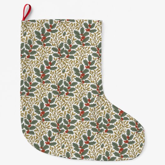 Grande Chaussette De Noël William Morris Inspiré Holly & Mistletoe (Devant)