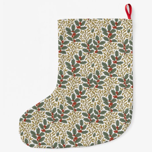 Grande Chaussette De Noël William Morris Inspiré Holly & Mistletoe (Dos)