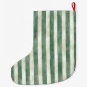 Grande Chaussette De Noël Winter Green Cream Stripes Christmas (Dos)