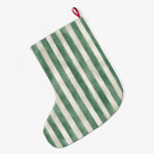 Grande Chaussette De Noël Winter Green Cream Stripes Christmas (Dos (Accrochage))