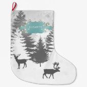 Grande Chaussette De Noël Winter Wonderland Noël Stocker - Turquoise (Devant)