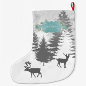 Grande Chaussette De Noël Winter Wonderland Noël Stocker - Turquoise (Dos)