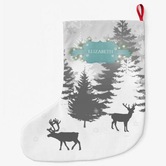 Grande Chaussette De Noël Winter Wonderland Noël Stocker - Turquoise (Dos)