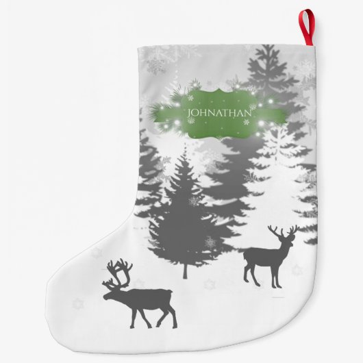Grande Chaussette De Noël Winter Wonderland Noël Stocker - Vert (Dos)