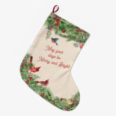 Grande Chaussette De Noël Wonderland of Pines, Pinecones & Birds (Devant (Accrochage))