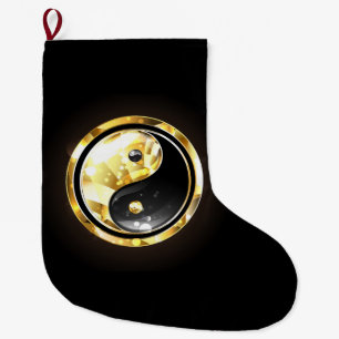 Grande Chaussette De Noël Yin Yang or sur noir