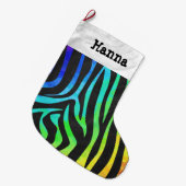 Grande Chaussette De Noël Zebra Black et Rainbow Print (Devant (Accrochage))