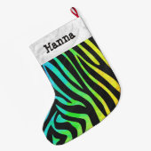 Grande Chaussette De Noël Zebra Black et Rainbow Print (Dos (Accrochage))