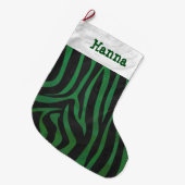 Grande Chaussette De Noël Zebra noir et vert (Devant (Accrochage))