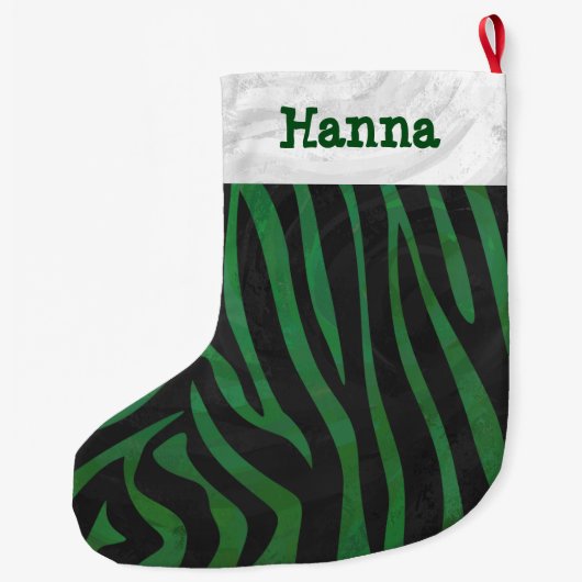 Grande Chaussette De Noël Zebra noir et vert (Dos)