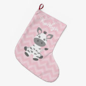 Grande Chaussette De Noël Zèbre mignon de bébé (Devant (Accrochage))