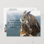 Grande Chouette à cornes avec carte postale (Devant / Derrière)