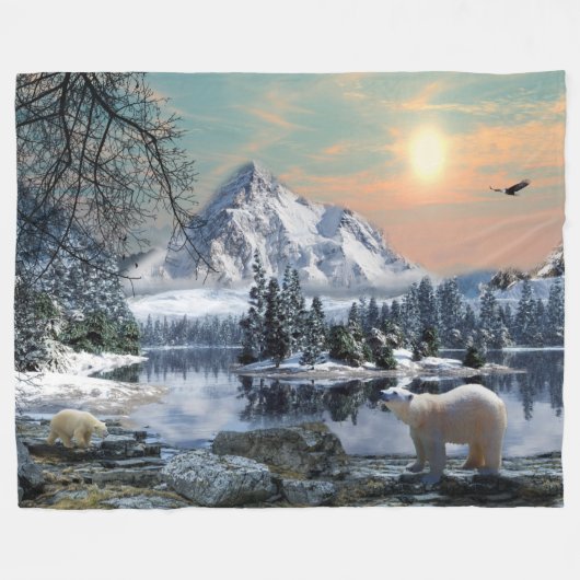 Grande couverture d'ouatine d'ours blanc (Devant (Horizontal))