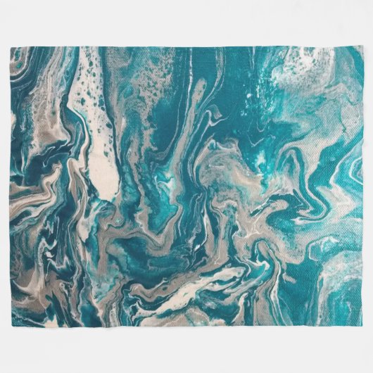 Grande couverture en polaire Abstraite turquoise (Devant (Horizontal))