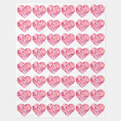 Grande couverture en polaire - Motif coeurs (Devant)