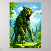Grande créature d'imaginaire vert | AI Art Poster (Devant)