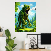 Grande créature d'imaginaire vert | AI Art Poster (Bureau à domicile)