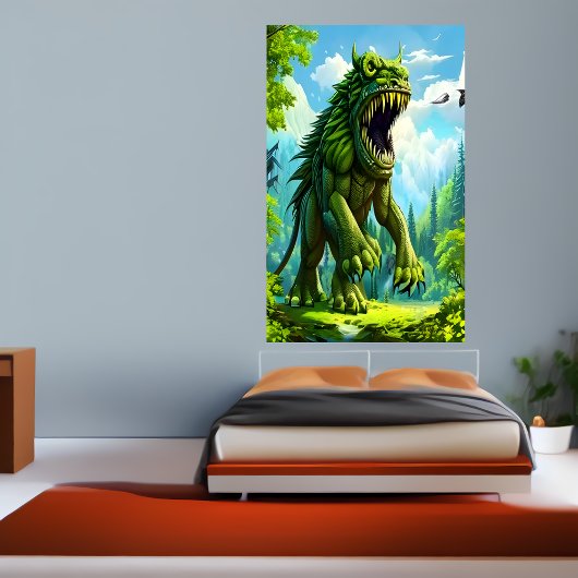 Grande créature d'imaginaire vert | AI Art Poster