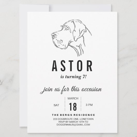Grande Dane Invitation Anniversaire (Devant)