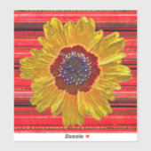 Grande Fleur Jaune sur Sticker Red Stripes (Feuille)