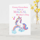 Grande grand-mère Fête des mères Carte Unicorne (Fleur jaune)