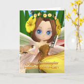 Grande Grandgirl carte d'anniversaire avec lune co (Fleur jaune)