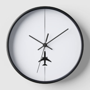 Grande horloge en bois d'aviation minimaliste