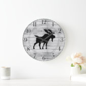 Grande horloge en bois d'orignal rustique (Maison)