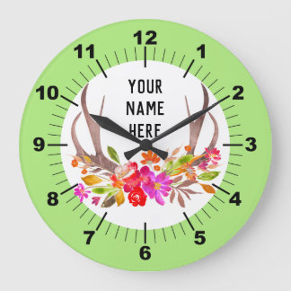 Grande horloge florale personnalisée