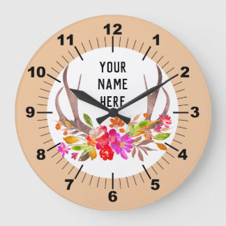 Grande horloge florale personnalisée