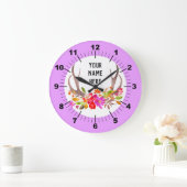 Grande horloge florale personnalisée (Maison)