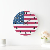 Grande horloge murale avec drapeau américain (Maison)
