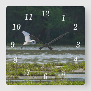 Grande horloge murale blanche d'aigrette