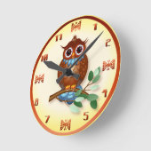 Grande horloge murale de hibou Brown (Angle)