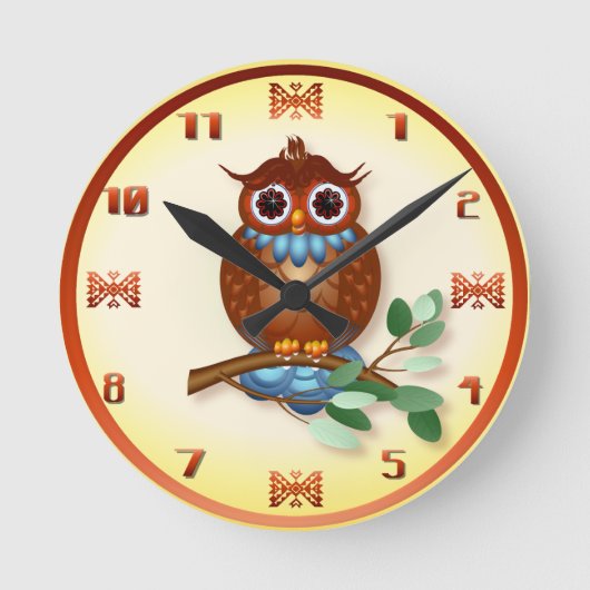 Grande horloge murale de hibou Brown (Recto)