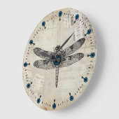 Grande horloge murale de libellule Vintage illustr (Angle)