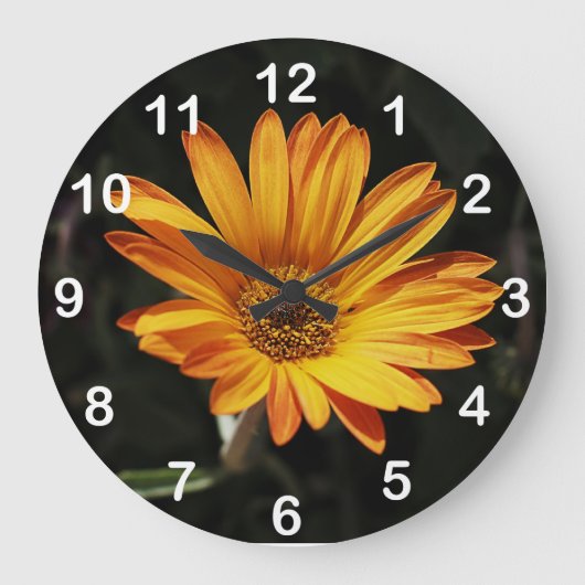 Grande horloge murale orange de fleur (Recto)