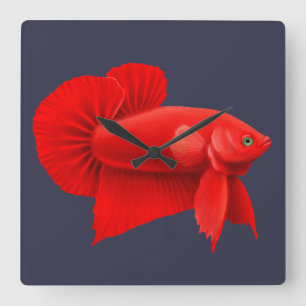 Grande horloge murale rouge de Plakat de poissons