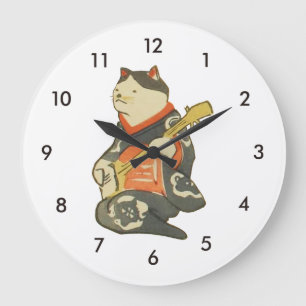 Grande Horloge Ronde 三味線を弾く猫, chat de 国芳 jouant la guitare, Kuniyoshi,
