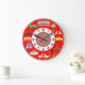 Grande Horloge Ronde 12 days of christmas clock red and white (Maison)