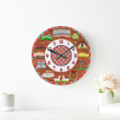 Grande Horloge Ronde 12 days of christmas clock wood and plaid (Maison)