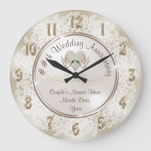 Grande Horloge Ronde 13 ans cadeau traditionnel d'anniversaire ou 1 an (Recto)
