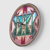 Grande Horloge Ronde 15 Murs Amérindiens Modernes (Angle)