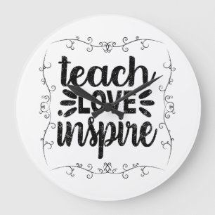 Grande Horloge Ronde 1- Enseigner l'Amour Inspirer chemise, Retro Ensei